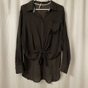Free People Brown Button Up Shirt Size Medium
